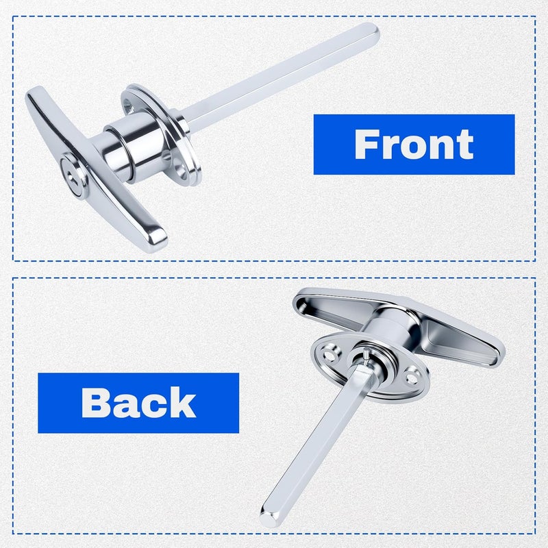 Wellmade Garage Door T-Handle Lock Replacement Kit - Heavy Duty Zinc Alloy with 2 Keys & Self-Tapping Screws for Wood/Metal Doors (1 Pack) - Image 4